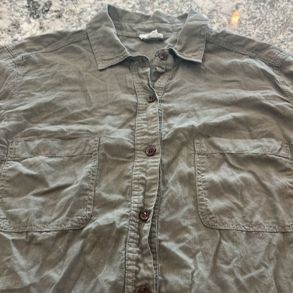 Splendid Damsel Blouse Top Button Down Shirt Jacket Olive Long Sleeve Shirt - Picture 3 of 7